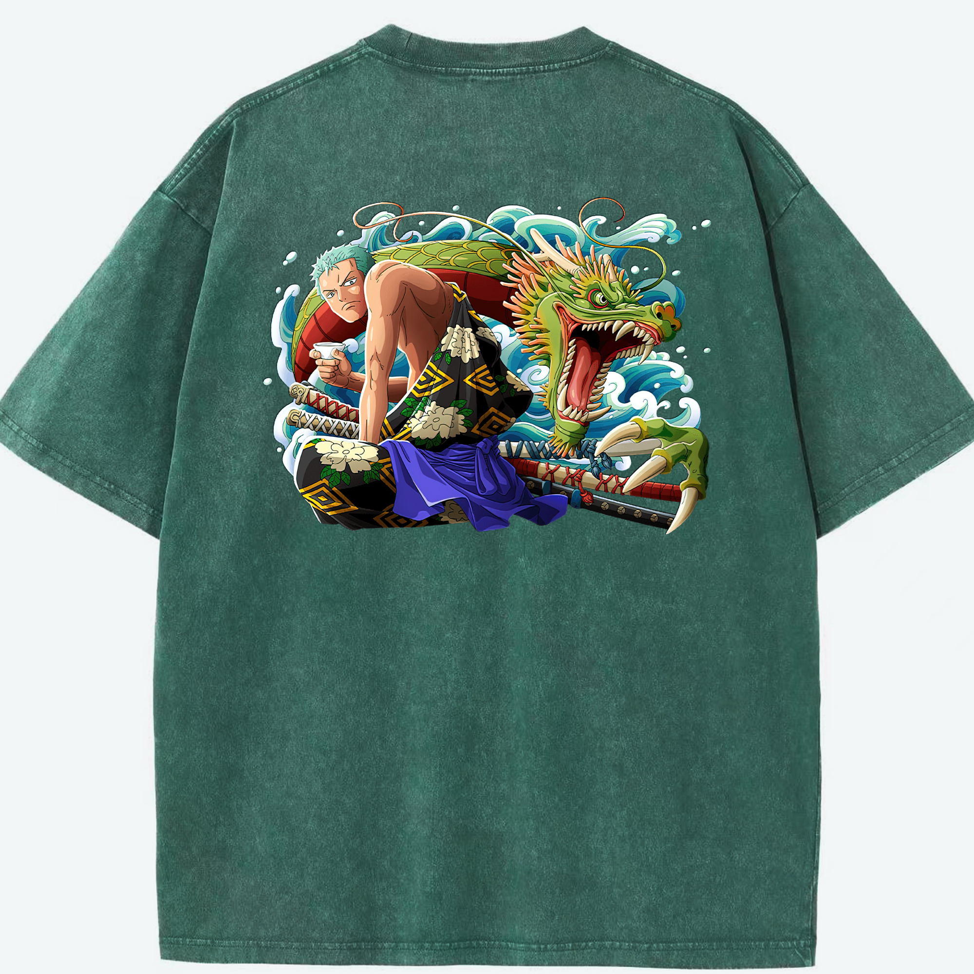 ワンピース ロロノア・ゾロ ONE PIECE Roronoa Zoro 綿100% ヴィンテージ風 半袖Tシャツ（背面プリント）